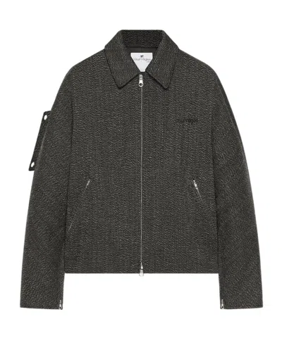 Courrèges Textured Zip-up Jacket In Gray