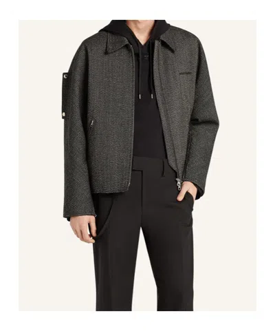 Courrèges Textured Zip-up Jacket In Gray