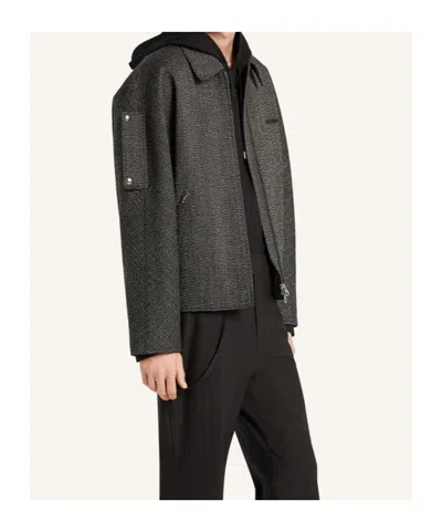 Courrèges Textured Zip-up Jacket In Gray