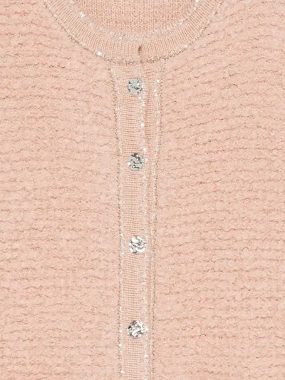 D Exterior Knitted Cardigan With Decorative Buttons In Pink