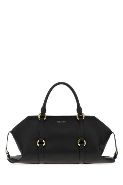 Alexander Mcqueen Borsa A Mano Farringdon Media In Pelle Nera Donna In Black