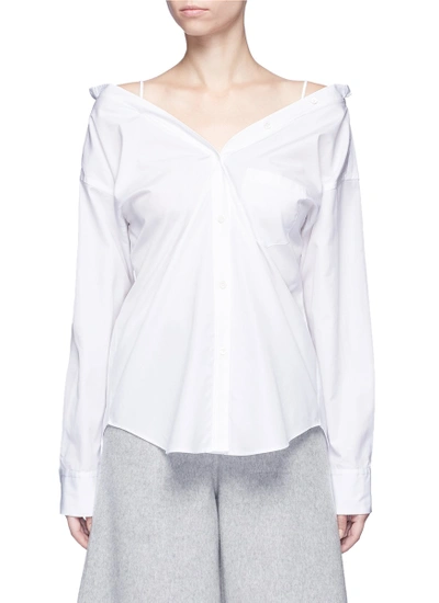 Theory Tamalee Off-the-shoulder Cotton-poplin Shirt In White