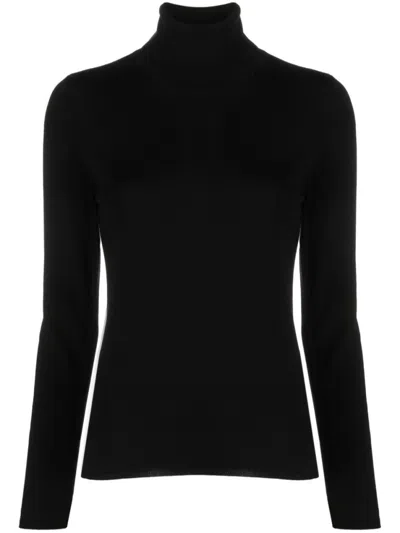 Zanone Fine-knit Certified Flexwool Slim Fit Turtleneck Sweater In Black