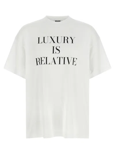 Moschino Graphic Print Relaxed Fit Short Sleeve Top In White