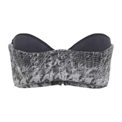 Diesel Abstract Textured Bodysuit With Structured Bust In Gray