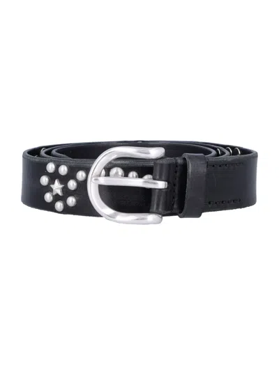 Our Legacy Unisex Leather Belt With Distinctive Design In Black