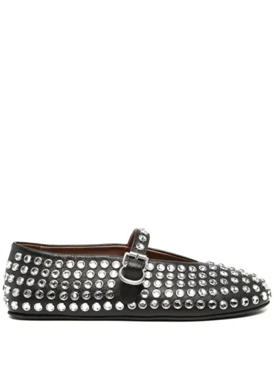 Alaïa Alaia Women Leather Ballet Flats With Rhinestones In Black