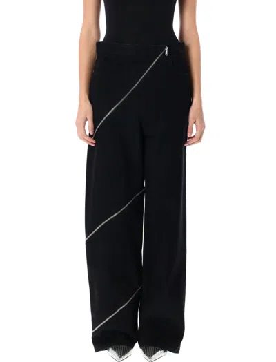 Alaïa Ribbed Knit High Neck Bodysuit With Zipper In Black