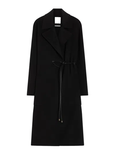 Sportmax Tie-cord Detail Single-breasted Coat In Black