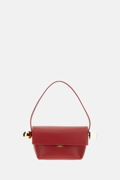 Jacquemus Women Red Rond Carre Shoulde Bag, Onesize Luxury Shoulder Bags For Women Darveys In Brown