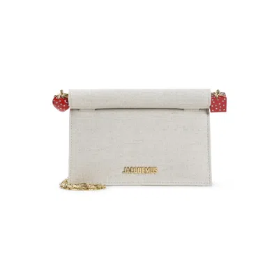 Jacquemus Round Square Chain Strap Clutch Bag In Sand