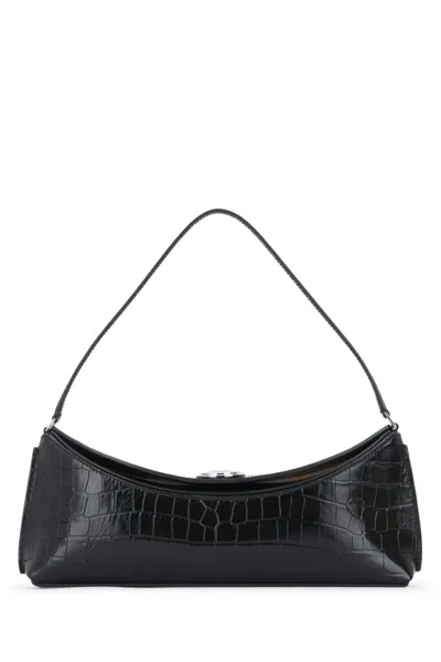 Jacquemus Le Calisson Crocodile-effect Leather Shoulder Bag In Black