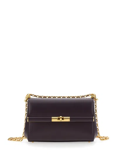 Dolce & Gabbana Women Aubergine Leather Mini Marlene Shoulder Bag In Purple