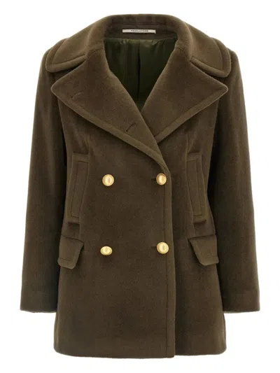 Tagliatore Double-breasted Wool Short Coat In Green