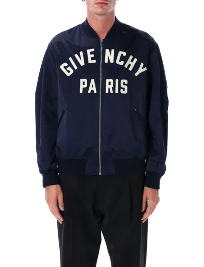Givenchy Logo Bomber Jacket Puffer Jackets Blue In Multi