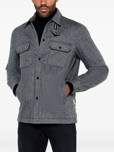 Woolrich Emblem Brand Jacket Front Pockets In Gray