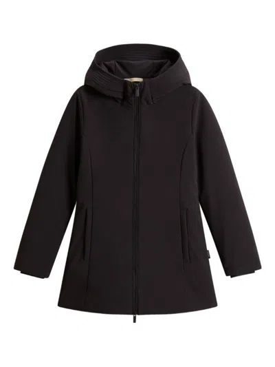 Woolrich Hooded Long Sleeve Parka With Side Pockets In Black