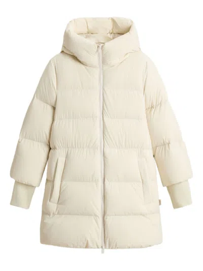 Woolrich Cloud Down Jacket In Stretch Nylon With A Matte Finish In White
