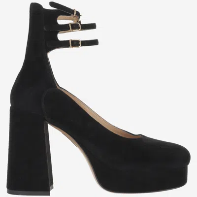 Chloé Loti Suede Platform Block-heel Pumps In Black