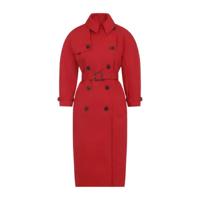 Jacquemus Belted Trench Coat With Structured Collar In Red