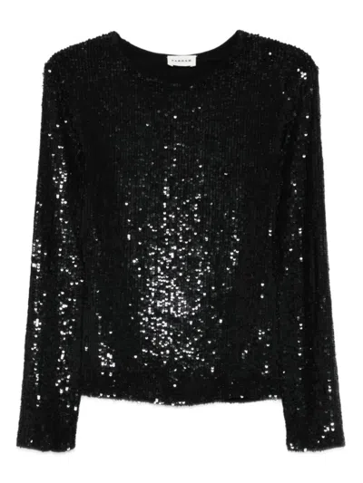 P.a.r.o.s.h Sleeveless Top With Sequin Detail And Round Neck In Black