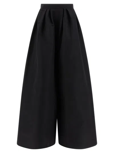 Carolina Herrera High Waist Wide Leg Pleated Trousers In Black