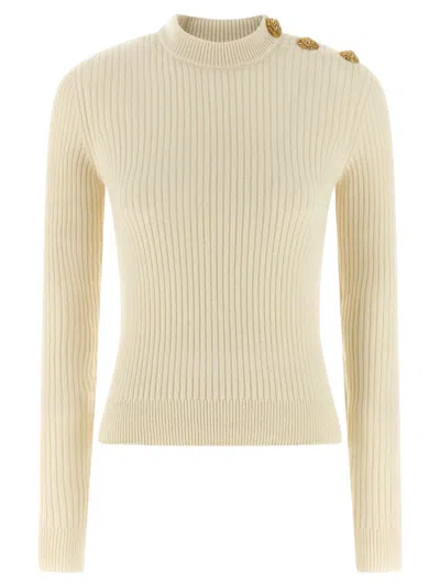 Balmain Ribbed Sweater Sweaters And Cardigans White In White
