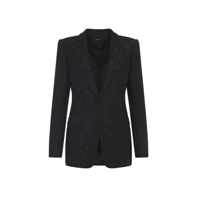 Tom Ford Single-breasted Wool Blend Crepe Jacket With Sequins In Black