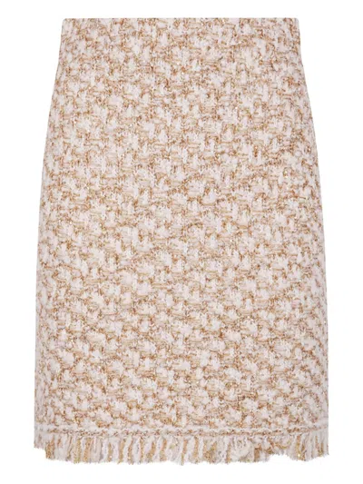Fabiana Filippi Textured Midi Skirt With Fringe And Sequins In Neutral