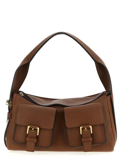 Mulberry Adjustable Strap Dual Front Pockets Textured Finish Shoulder Bag In Brown