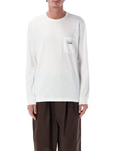 Comme Des Garçons Men White Long Sleeves Logo T-shirt, Xl Luxury T-shirts For Men Darveys In White