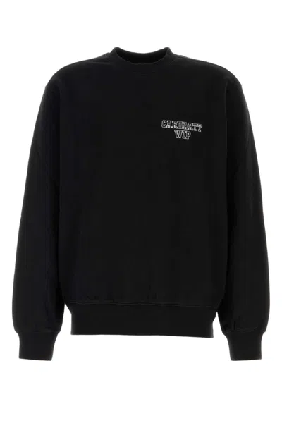 Carhartt Cotton Alumni Sweatshirt With Ribbed Cuffs And Hem In Black