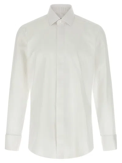 Barba Napoli Barba Cotton Poplin Shirt With Concealed Button Front And Cufflink-ready Sleeves In Yellow