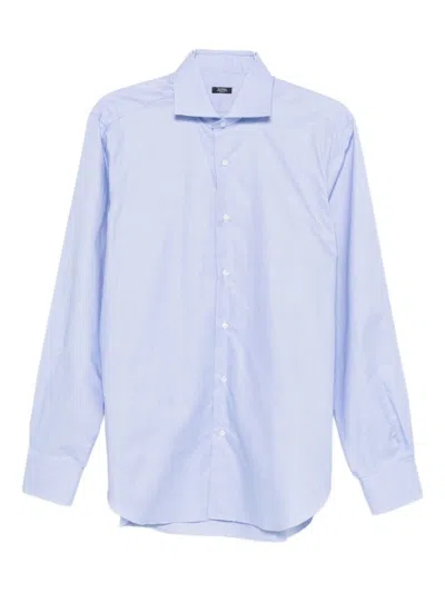 Barba Napoli Barba Long Sleeve Shirt With Semi-rigid Collar And Buttons In Blue