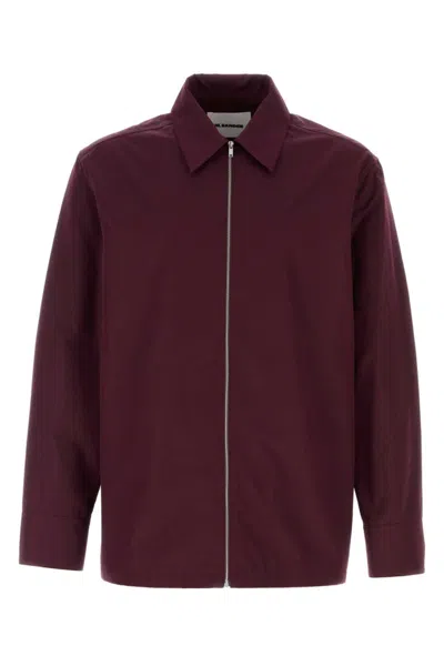 Jil Sander Poplin Grape Shirt Long Sleeves In Burgundy