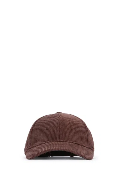 Jacob Cohen Baseball Cap Corduroy Texture Curved Brim In Burgundy