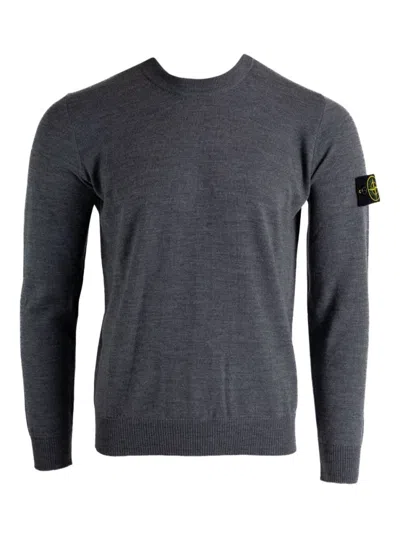 Stone Island Lightweight Wool Crew Neck Pullover In Gray