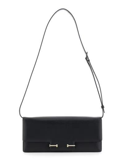 Tom Ford Black Leather Crossbody Bag In Black