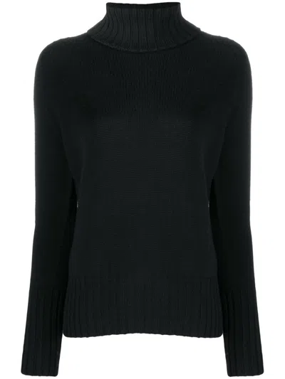 Drumohr Long Sleeves Turtle Neck Oversized Sweater In Black