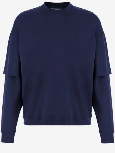 Darkpark Wool Sweatshirt With Double Layer In Blue