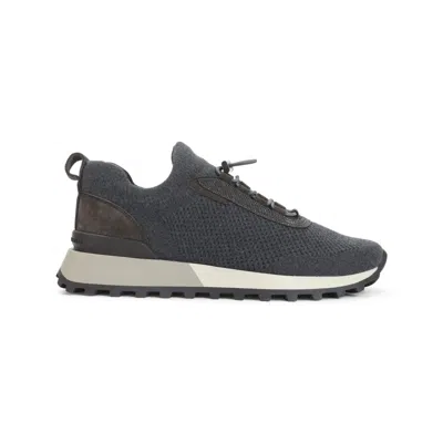 Brunello Cucinelli Women Runners In Techno Fabric And Calfskin With Precious Trim In Black