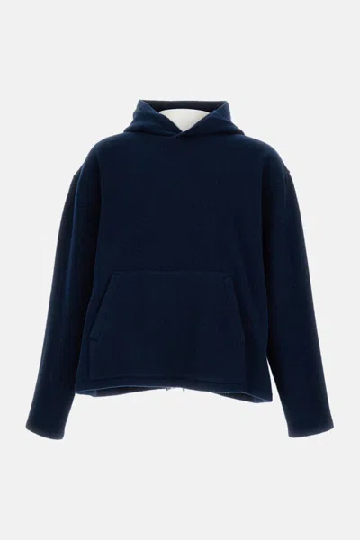 Rier Dark Blue Solid Hoodie In Blue