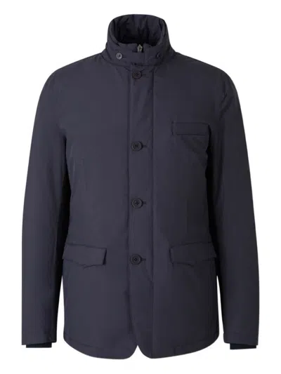 Herno Padded Jacket With High Neck And Pockets In Blue