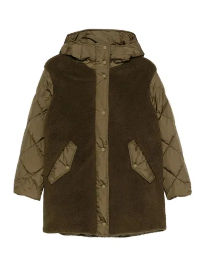 Herno Hooded Long Length Two-tone Jacket In Brown