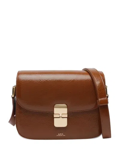 Apc A.p.c. Grace Small Foldover Top Crossbody Bag In Brown