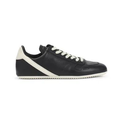 Rick Owens Black Low-top Sneakers With Contrasting Details In Leather Man In Black