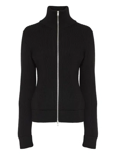 Maison Margiela Black Wool Zip-up Cardigan In Black