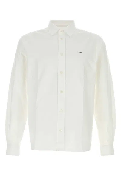 Prada Oxford Shirt Long Sleeves Button Down Collar In White