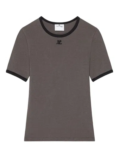 Courrèges Courregès Heritage Contrast T-shirt In Gray