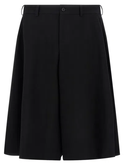 Comme Des Garçons Bermuda Shorts With Pleated Design And Pockets In Black